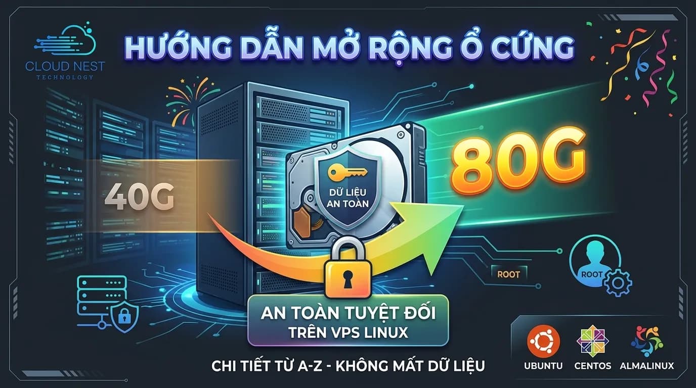 Hướng Dẫn Mở Rộng (Extend) Ổ Cứng VPS Linux Chi Tiết Từ A-Z