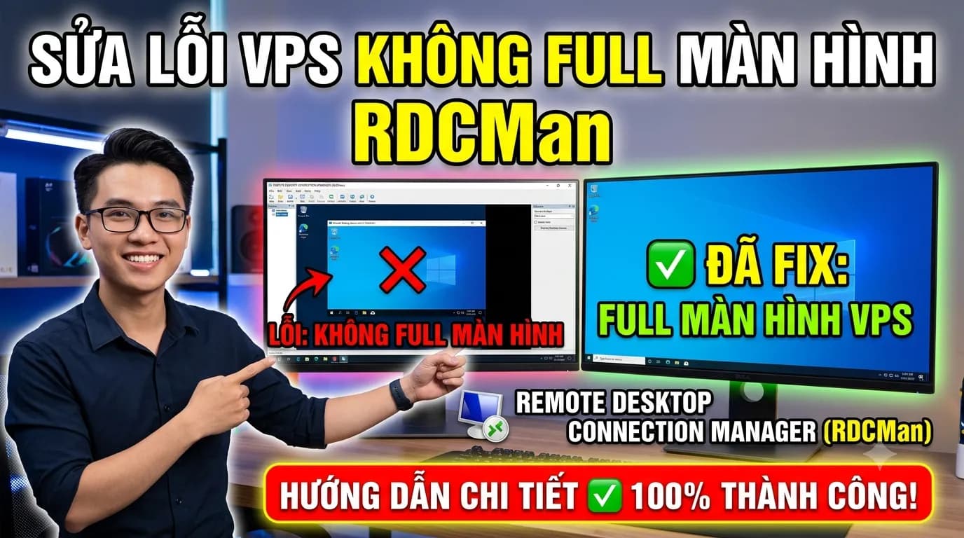 Hướng dẫn sửa Full màn hình VPS trong Remote Desktop Connection Manager