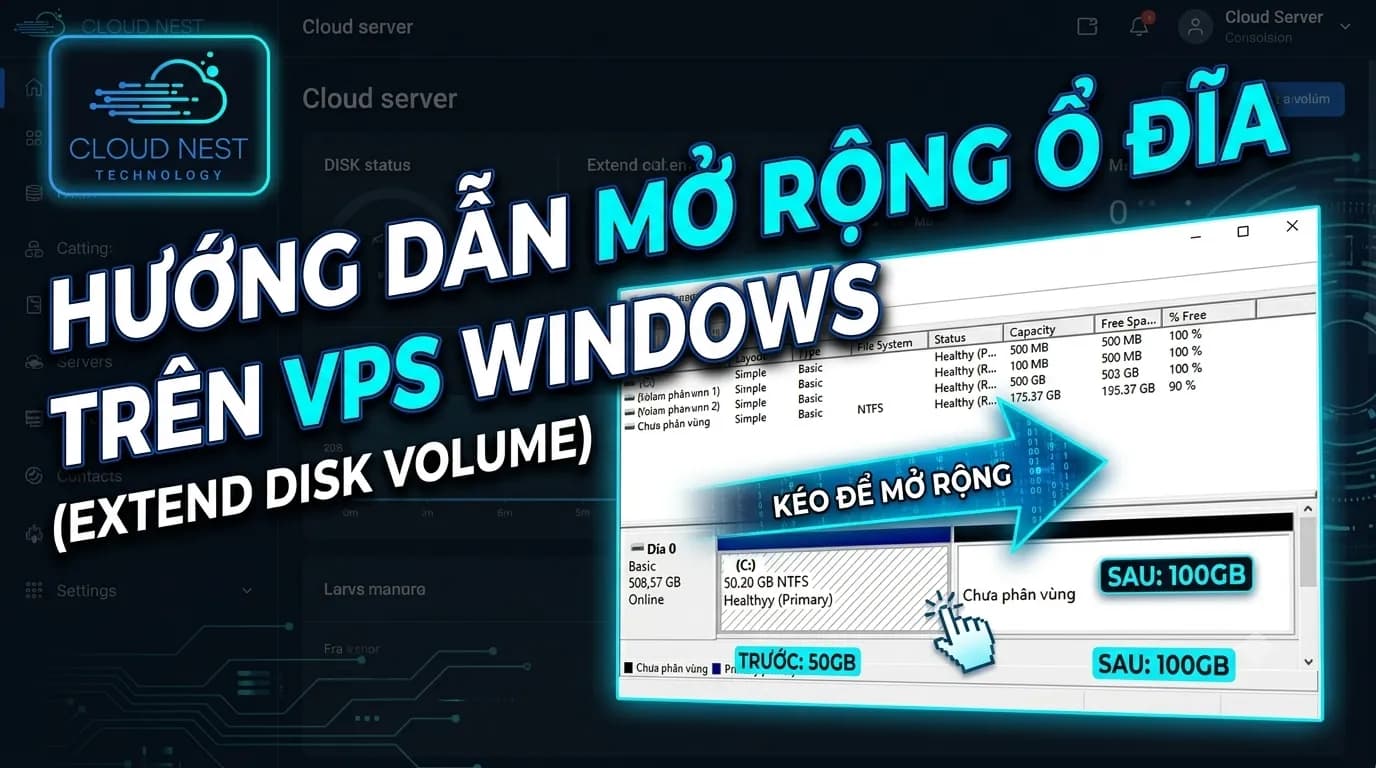 Hướng dẫn mở rộng ổ đĩa ( Extend Disk ) trên VPS Windows