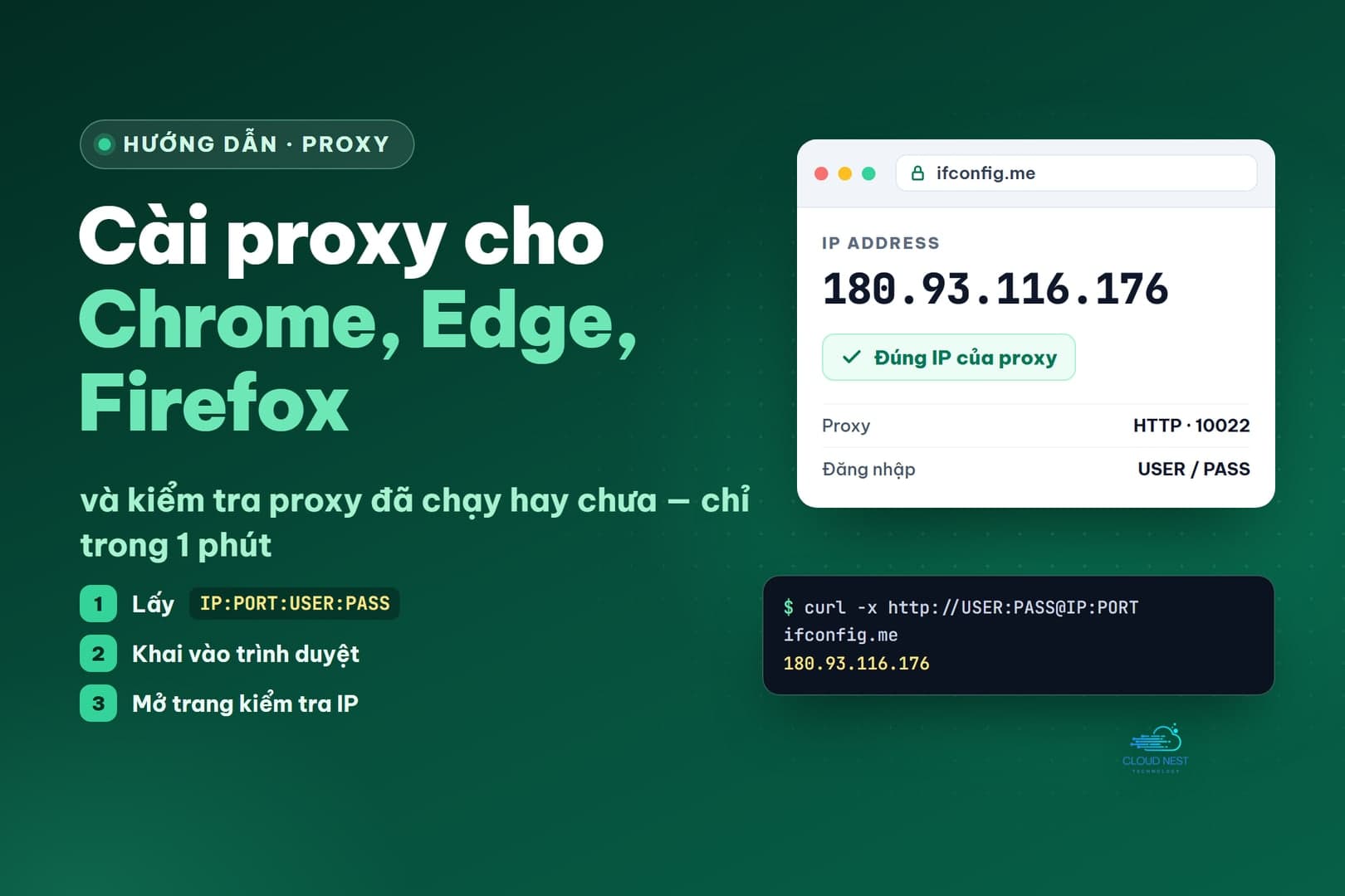 Cách cài proxy cho Chrome, Edge, Firefox và kiểm tra proxy hoạt động