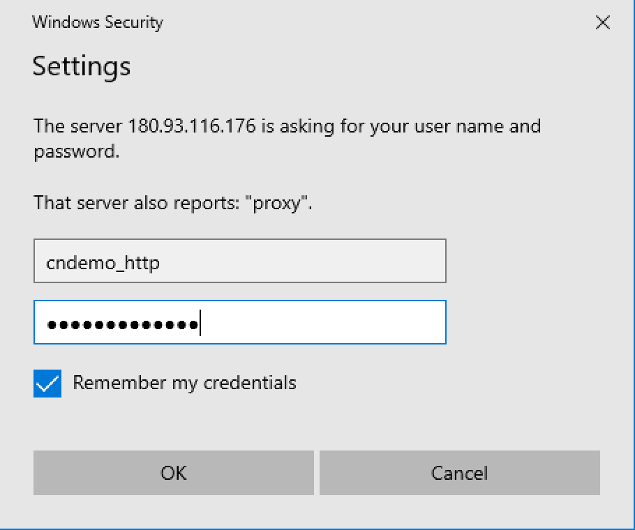Hộp Windows Security: The server 180.93.116.176 is asking for your user name and password